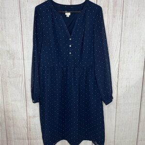 Elegant Navy Blue Polka Dot Dress